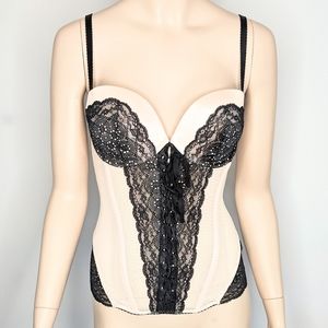 Victoria's Secret Longline Corset Bra Pink Black